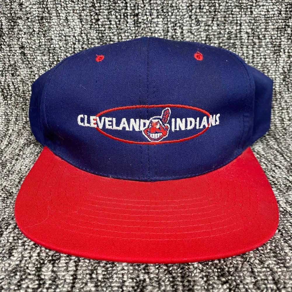 VTG Drew Pearson Cleveland Baseball Hat Cap Snapback NWT Chief Wahoo Navy Red